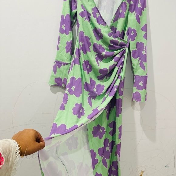 Floral Green and Purple Dress - Picture 3 of 7